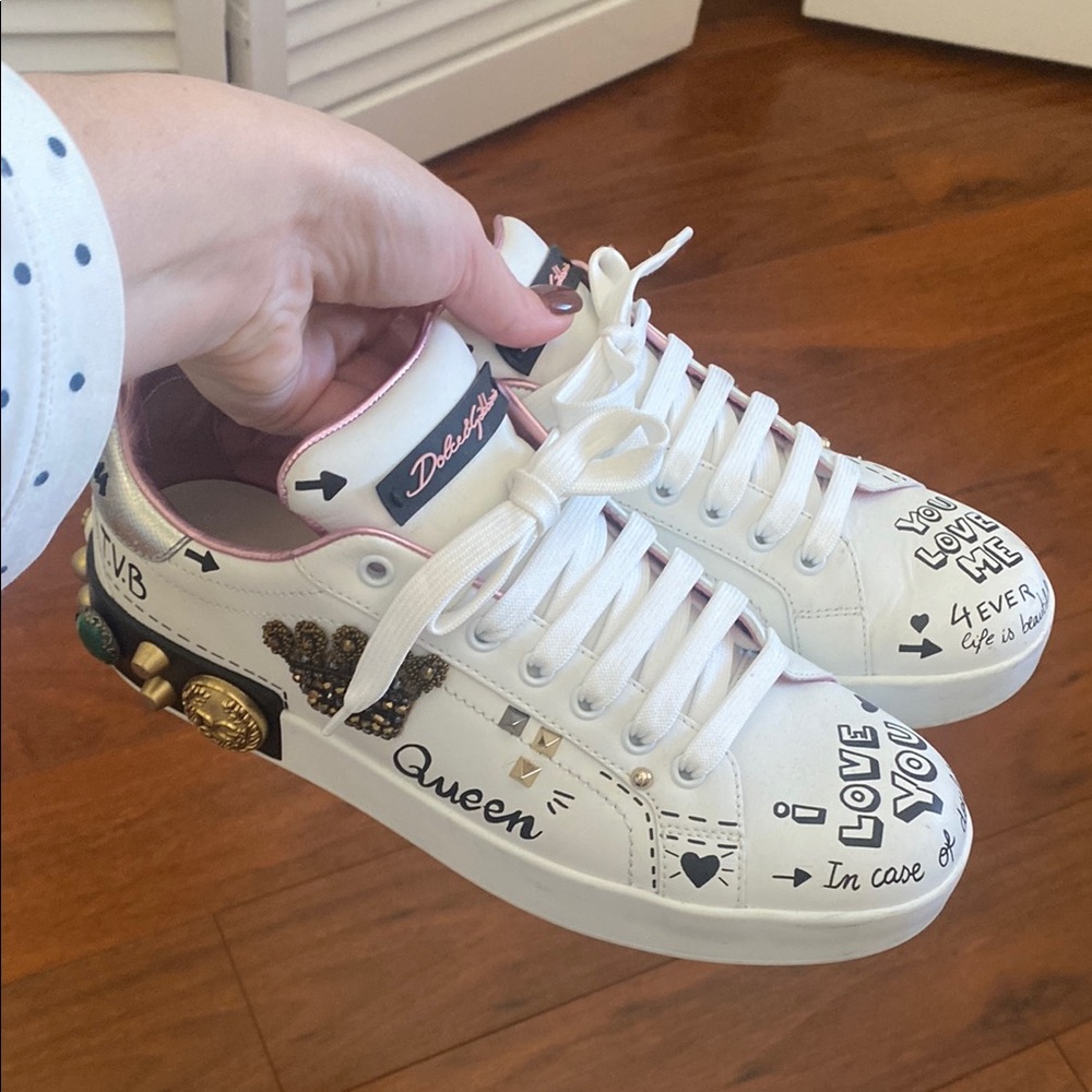White Sneakers with Graphic Designs